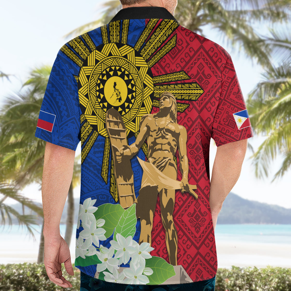Philippines Lapu Lapu King Jasmine Flowers Hawaiian Shirt Filipino Sun Tattoo - Wonder Print Shop