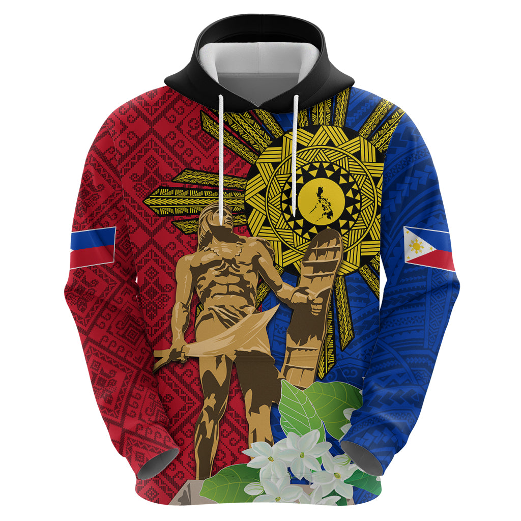 Philippines Lapu Lapu King Jasmine Flowers Hoodie Filipino Sun Tattoo - Wonder Print Shop