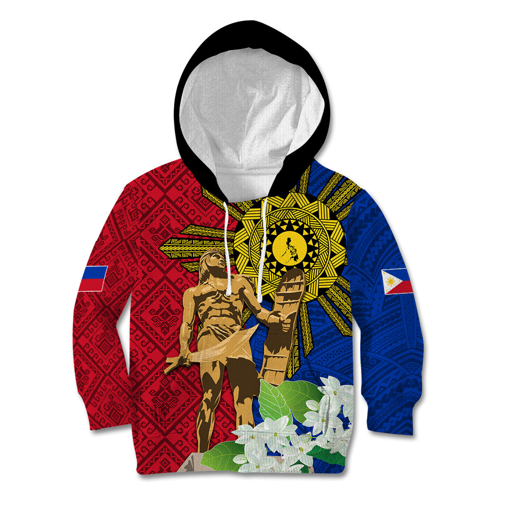 Philippines Lapu Lapu King Jasmine Flowers Kid Hoodie Filipino Sun Tattoo - Wonder Print Shop