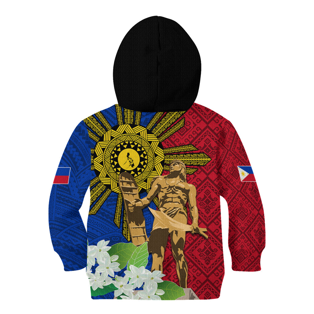 Philippines Lapu Lapu King Jasmine Flowers Kid Hoodie Filipino Sun Tattoo - Wonder Print Shop