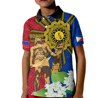 Philippines Lapu Lapu King Jasmine Flowers Kid Polo Shirt Filipino Sun Tattoo - Wonder Print Shop