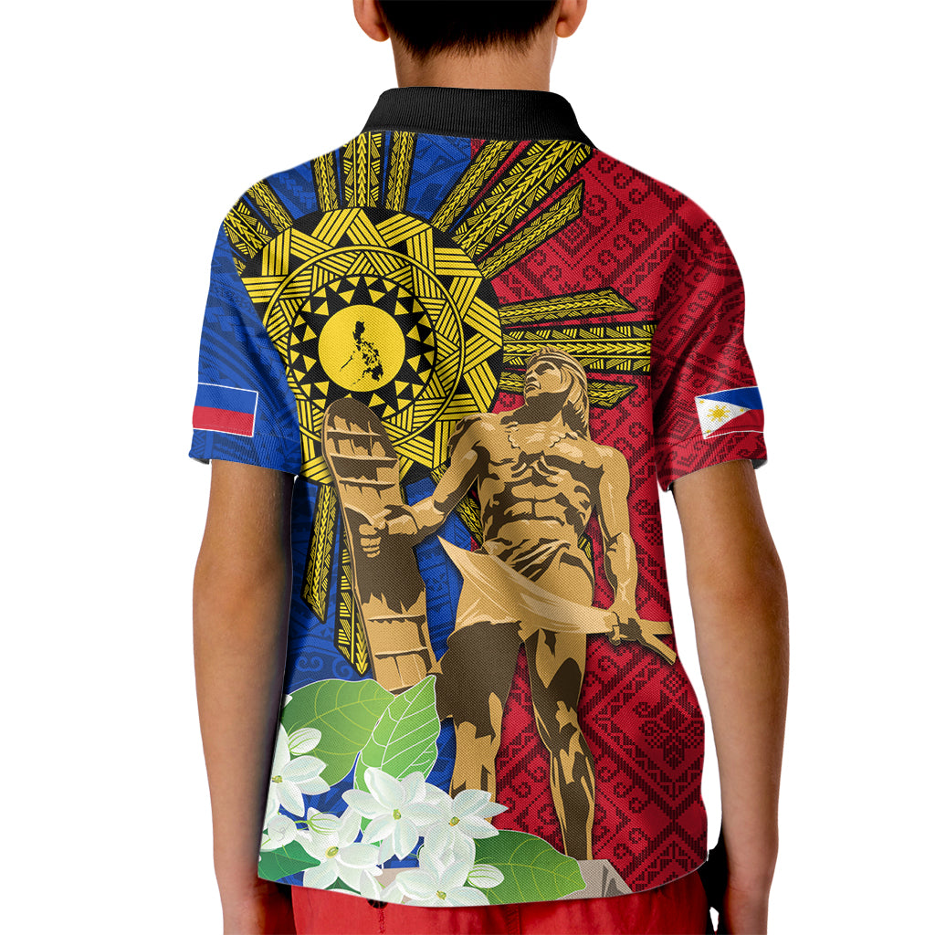 Philippines Lapu Lapu King Jasmine Flowers Kid Polo Shirt Filipino Sun Tattoo - Wonder Print Shop