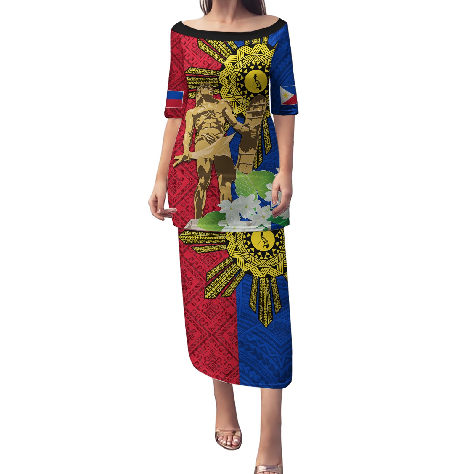 Philippines Lapu Lapu King Jasmine Flowers Puletasi Filipino Sun Tattoo - Wonder Print Shop