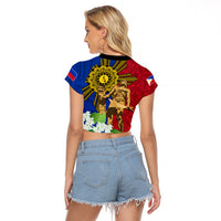 Philippines Lapu Lapu King Jasmine Flowers Raglan Cropped T Shirt Filipino Sun Tattoo - Wonder Print Shop