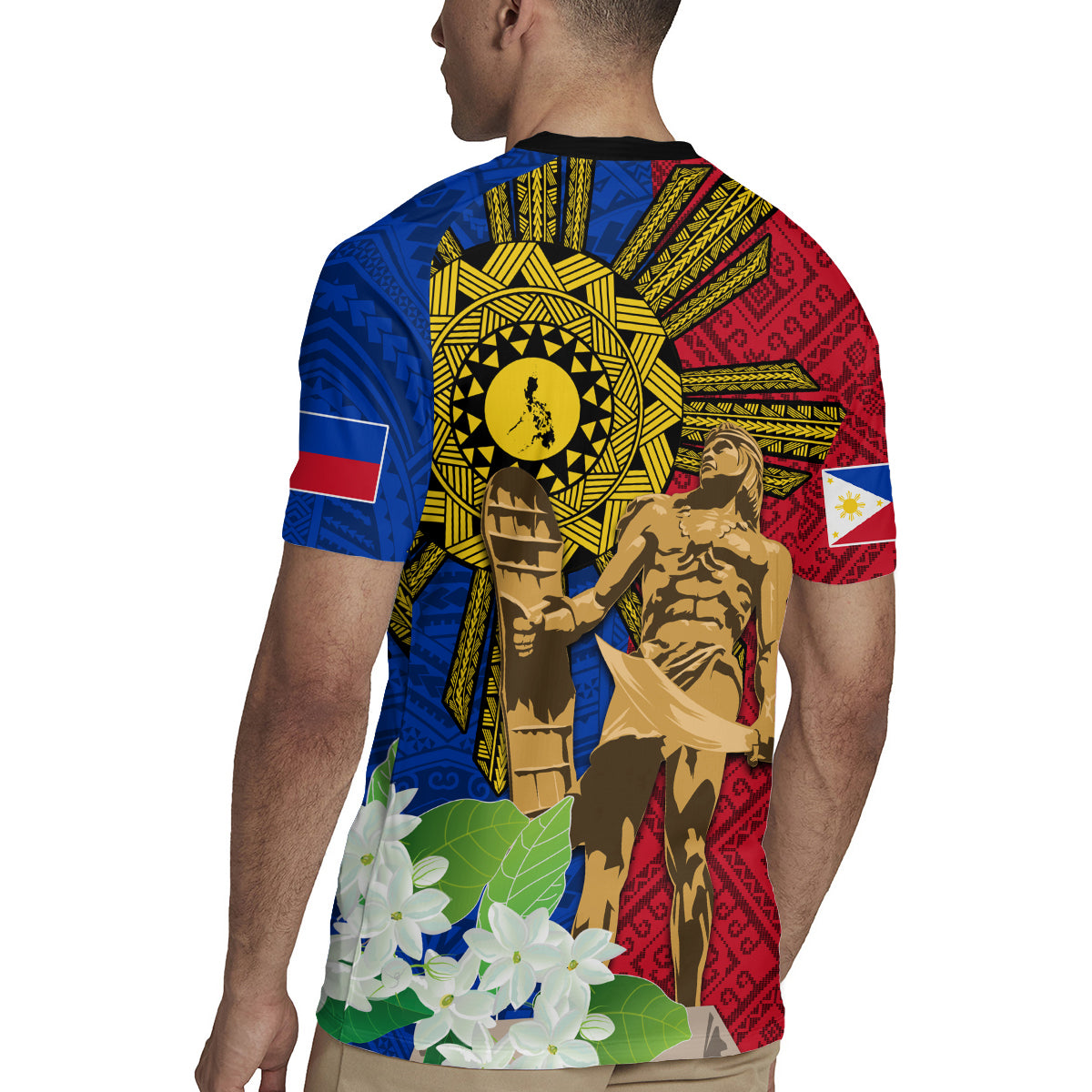 Philippines Lapu Lapu King Jasmine Flowers Rugby Jersey Filipino Sun Tattoo - Wonder Print Shop