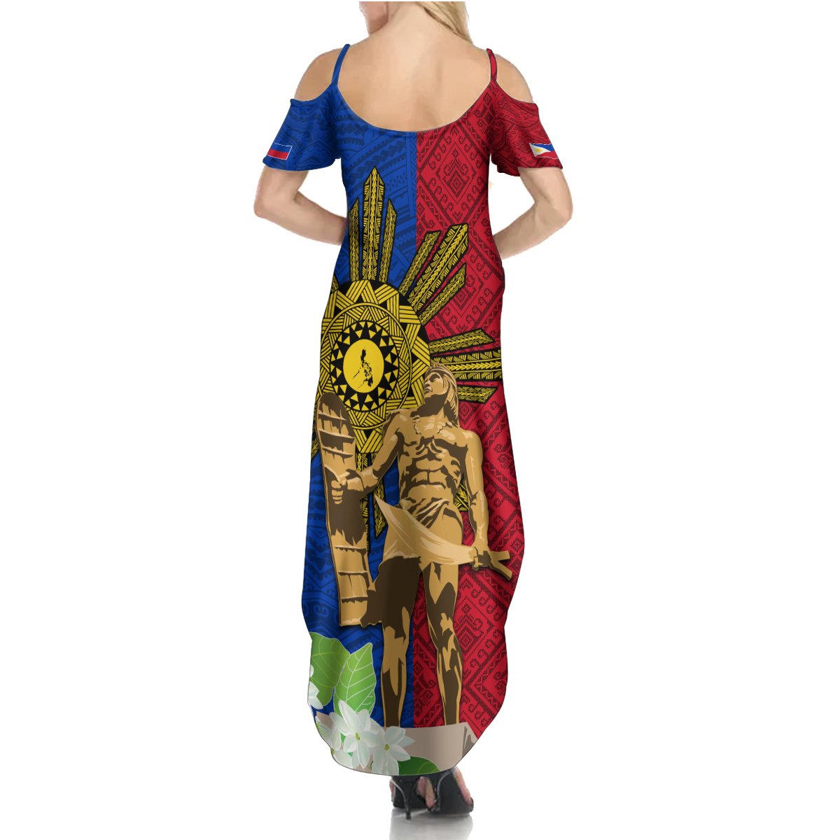 Philippines Lapu Lapu King Jasmine Flowers Summer Maxi Dress Filipino Sun Tattoo - Wonder Print Shop