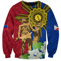 Philippines Lapu Lapu King Jasmine Flowers Sweatshirt Filipino Sun Tattoo - Wonder Print Shop