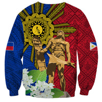 Philippines Lapu Lapu King Jasmine Flowers Sweatshirt Filipino Sun Tattoo - Wonder Print Shop