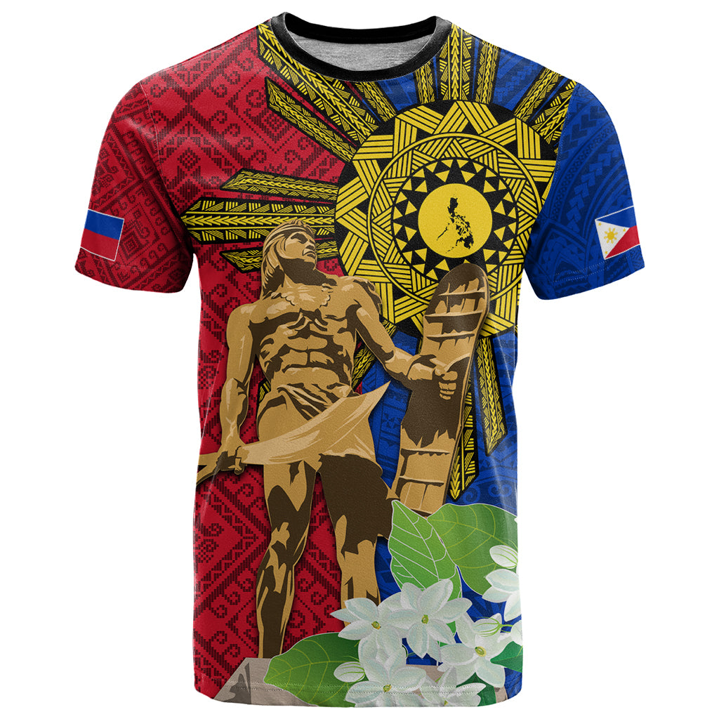 Philippines Lapu Lapu King Jasmine Flowers T Shirt Filipino Sun Tattoo - Wonder Print Shop