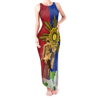 Philippines Lapu Lapu King Jasmine Flowers Tank Maxi Dress Filipino Sun Tattoo - Wonder Print Shop