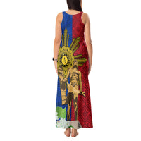 Philippines Lapu Lapu King Jasmine Flowers Tank Maxi Dress Filipino Sun Tattoo - Wonder Print Shop