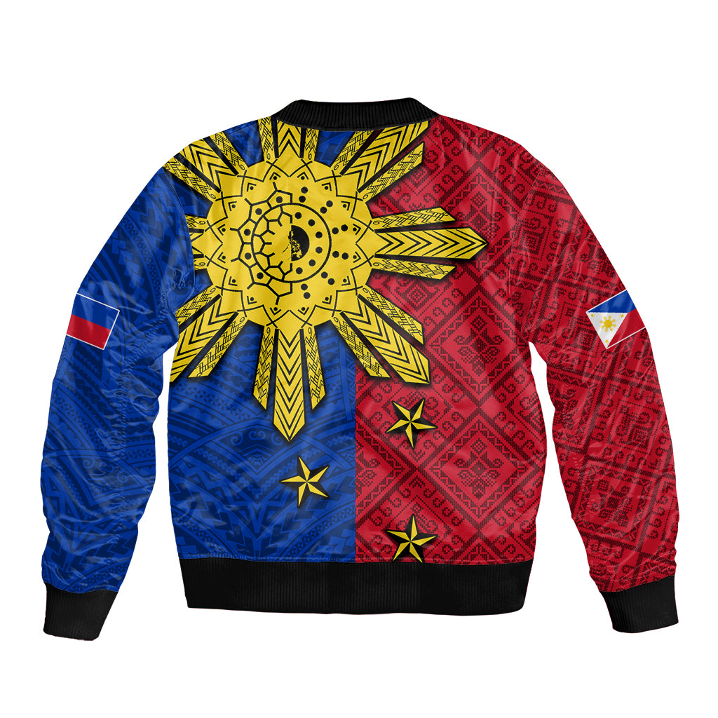 Philippines Sun Batok Tattoo Bomber Jacket Polynesian and Yakan Pattern - Wonder Print Shop