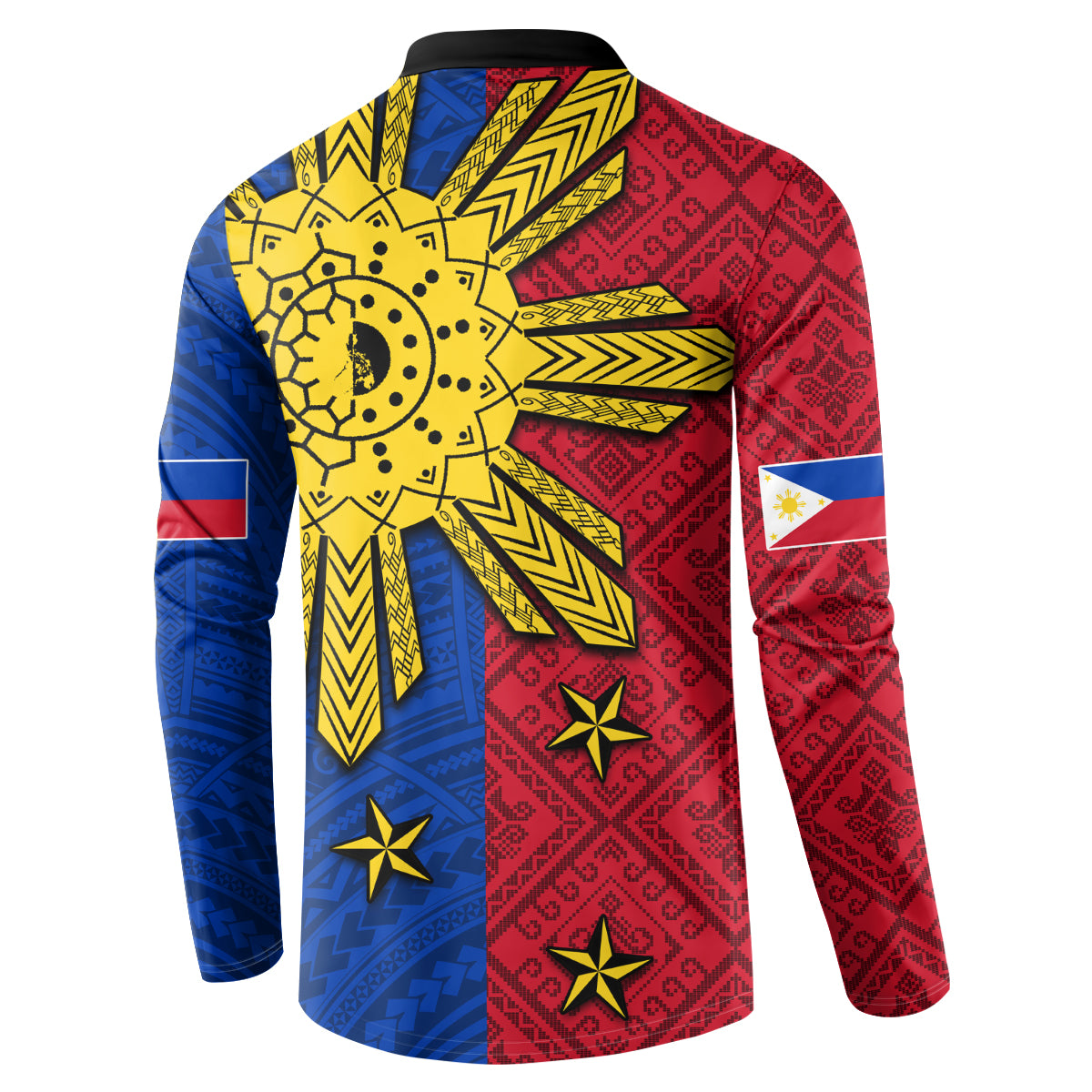Philippines Sun Batok Tattoo Button Sweatshirt Polynesian and Yakan Pattern - Wonder Print Shop