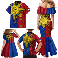 Philippines Sun Batok Tattoo Family Matching Mermaid Dress and Hawaiian Shirt Polynesian and Yakan Pattern - Wonder Print Shop