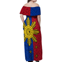 Philippines Sun Batok Tattoo Family Matching Off Shoulder Maxi Dress and Hawaiian Shirt Polynesian and Yakan Pattern - Wonder Print Shop