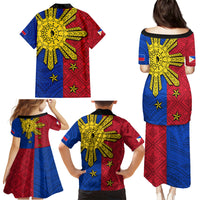 Philippines Sun Batok Tattoo Family Matching Puletasi and Hawaiian Shirt Polynesian and Yakan Pattern - Wonder Print Shop
