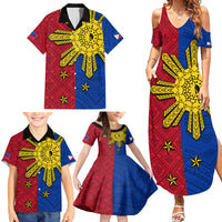 Philippines Sun Batok Tattoo Family Matching Summer Maxi Dress and Hawaiian Shirt Polynesian and Yakan Pattern - Wonder Print Shop