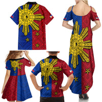 Philippines Sun Batok Tattoo Family Matching Summer Maxi Dress and Hawaiian Shirt Polynesian and Yakan Pattern - Wonder Print Shop