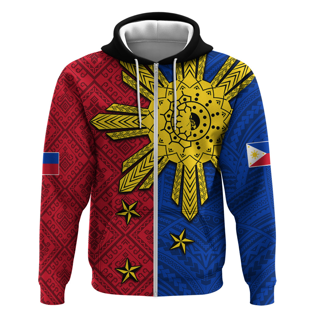 Philippines Sun Batok Tattoo Hoodie Polynesian and Yakan Pattern - Wonder Print Shop