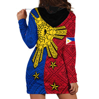 Philippines Sun Batok Tattoo Hoodie Dress Polynesian and Yakan Pattern - Wonder Print Shop