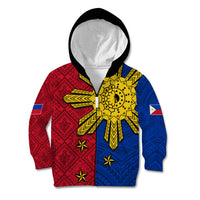 Philippines Sun Batok Tattoo Kid Hoodie Polynesian and Yakan Pattern - Wonder Print Shop