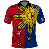 Philippines Sun Batok Tattoo Polo Shirt Polynesian and Yakan Pattern - Wonder Print Shop