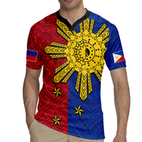 Philippines Sun Batok Tattoo Rugby Jersey Polynesian and Yakan Pattern - Wonder Print Shop