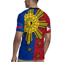Philippines Sun Batok Tattoo Rugby Jersey Polynesian and Yakan Pattern - Wonder Print Shop