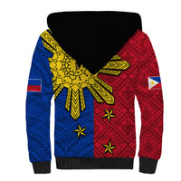 Philippines Sun Batok Tattoo Sherpa Hoodie Polynesian and Yakan Pattern - Wonder Print Shop