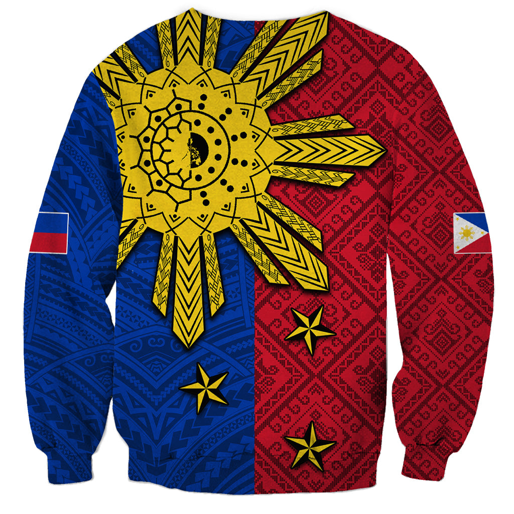 Philippines Sun Batok Tattoo Sweatshirt Polynesian and Yakan Pattern - Wonder Print Shop