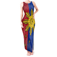 Philippines Sun Batok Tattoo Tank Maxi Dress Polynesian and Yakan Pattern - Wonder Print Shop