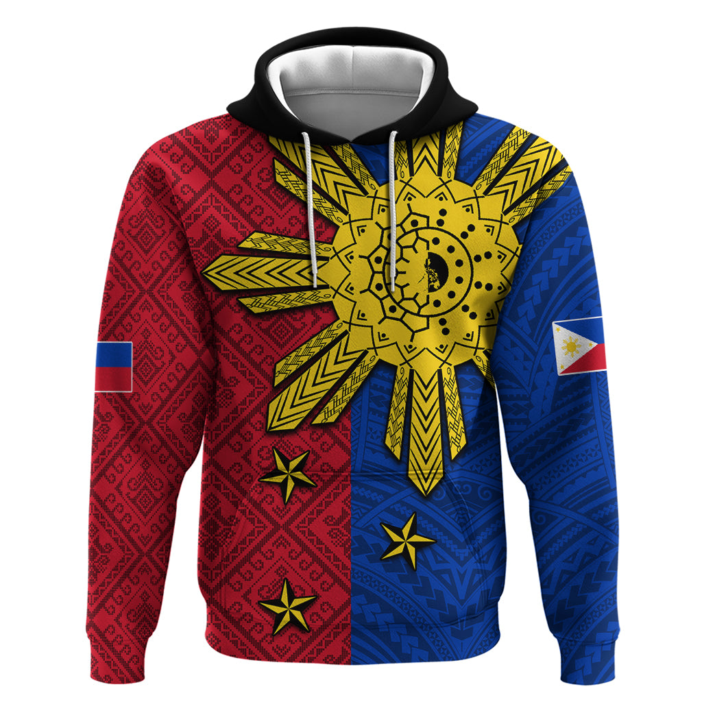 Philippines Sun Batok Tattoo Zip Hoodie Polynesian and Yakan Pattern - Wonder Print Shop