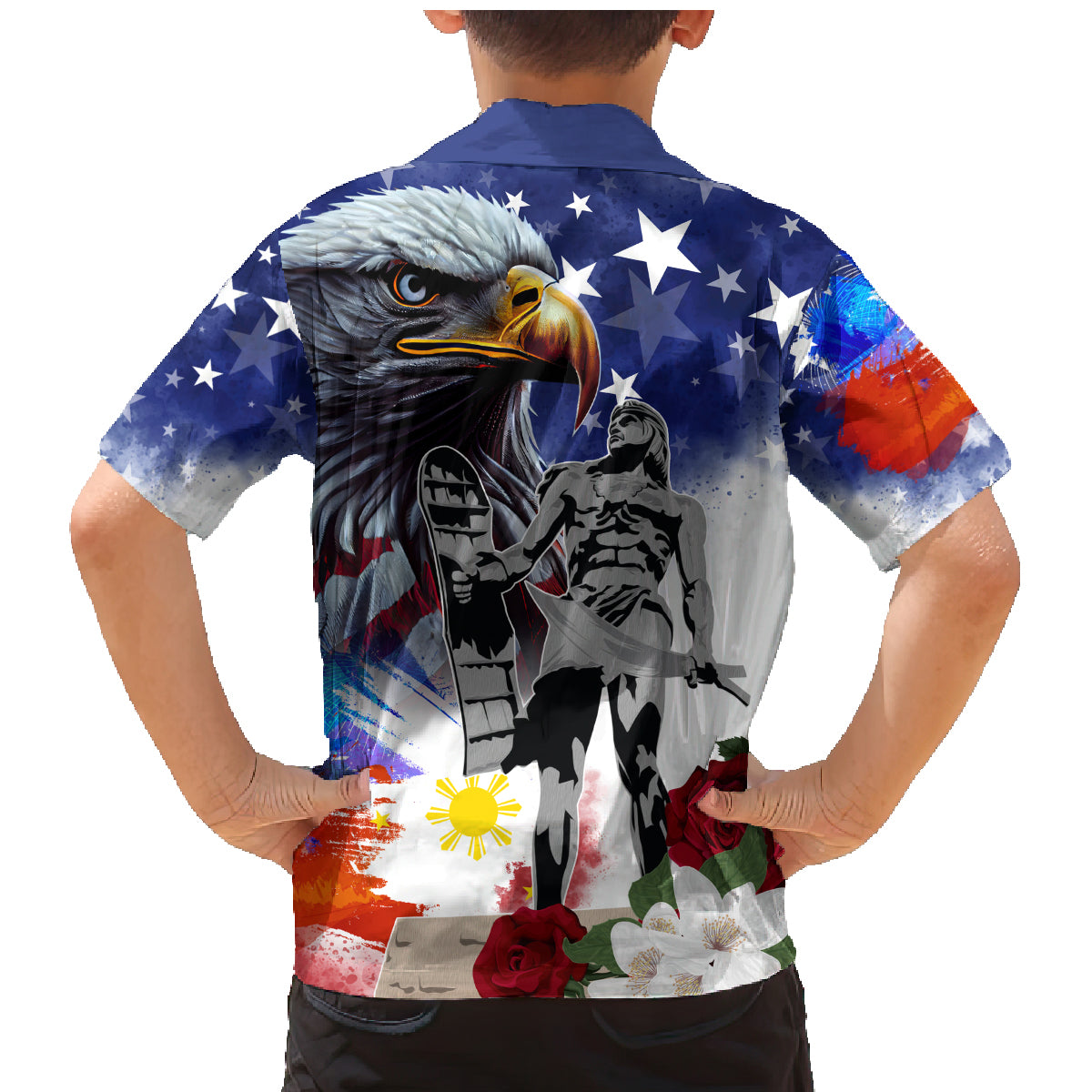 Philippines and American Together Family Matching Mermaid Dress and Hawaiian Shirt Filipino Lapulapu and Bald Eagle - Wonder Print Shop