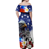 Philippines and American Together Family Matching Off Shoulder Maxi Dress and Hawaiian Shirt Filipino Lapulapu and Bald Eagle - Wonder Print Shop