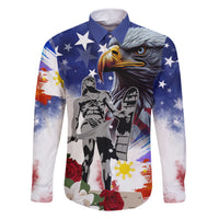 Philippines and American Together Family Matching Short Sleeve Bodycon Dress and Hawaiian Shirt Filipino Lapulapu and Bald Eagle - Wonder Print Shop