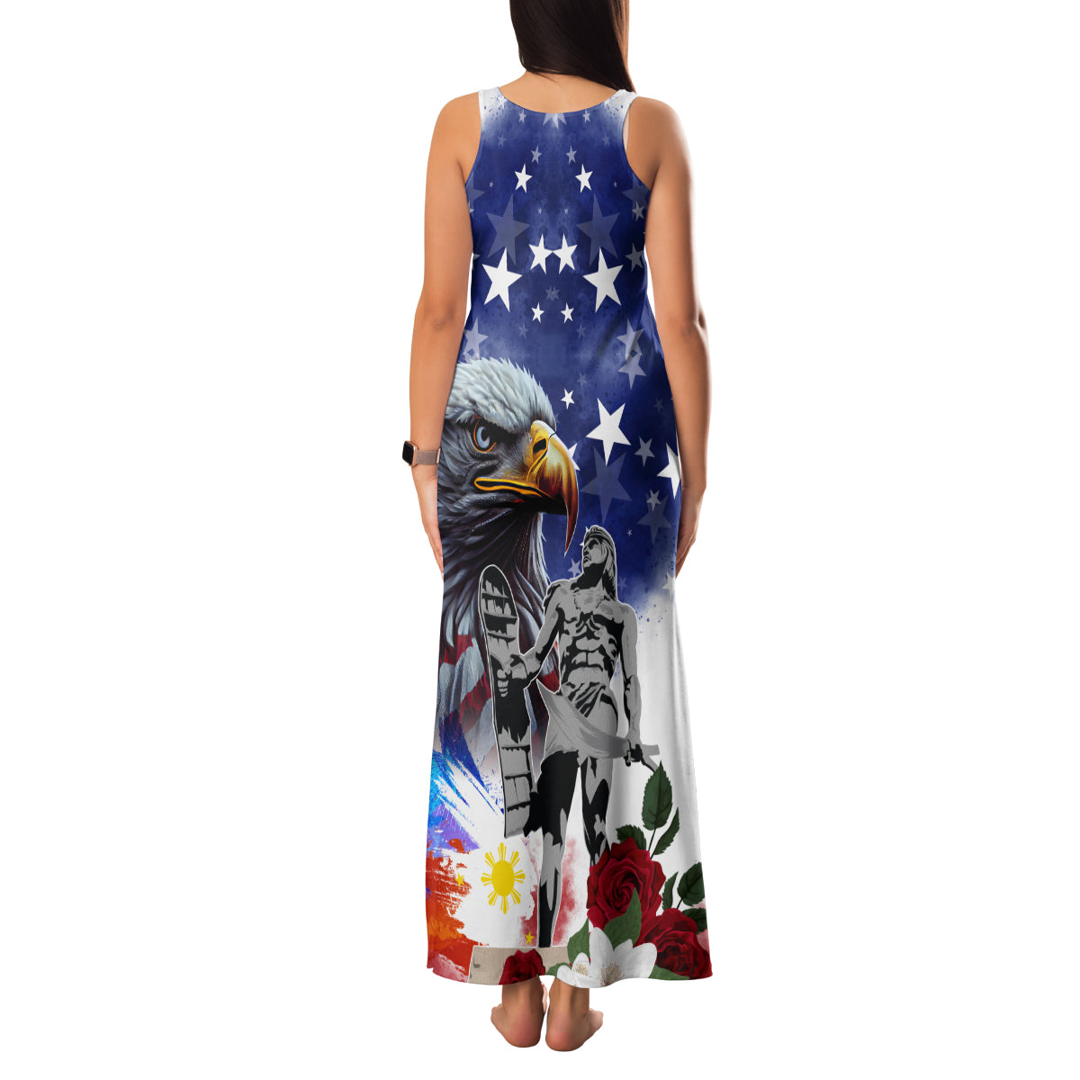 Philippines and American Together Family Matching Tank Maxi Dress and Hawaiian Shirt Filipino Lapulapu and Bald Eagle - Wonder Print Shop