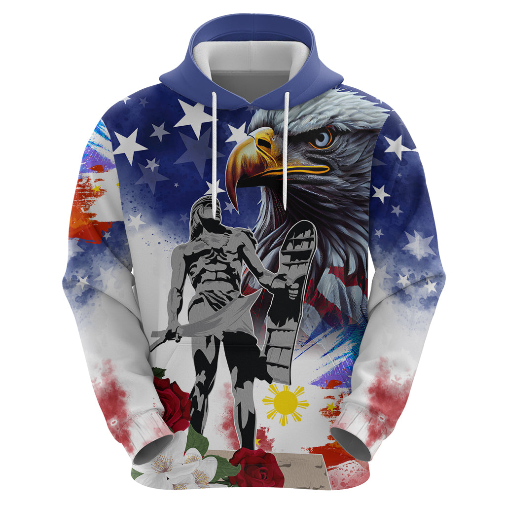 Philippines and American Together Hoodie Filipino Lapulapu and Bald Eagle - Wonder Print Shop