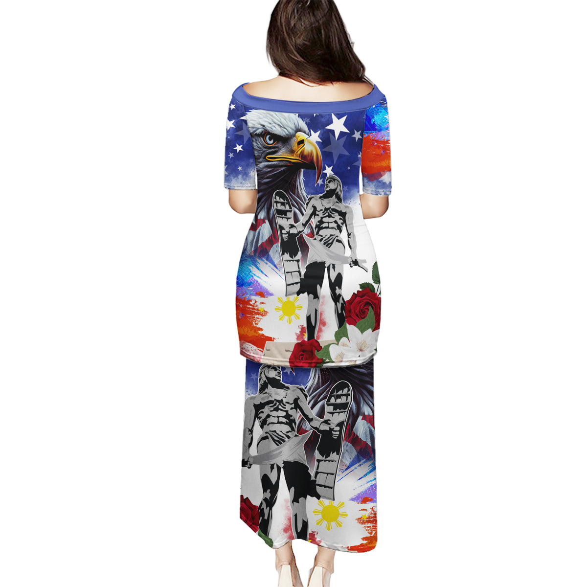 Philippines and American Together Puletasi Filipino Lapulapu and Bald Eagle - Wonder Print Shop