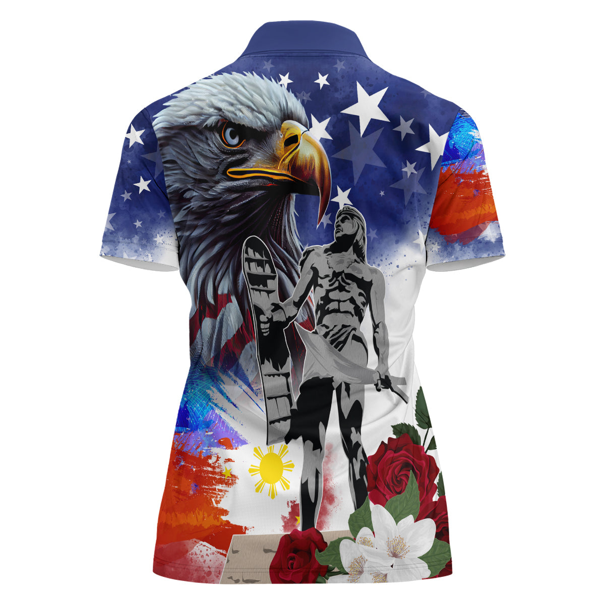 Philippines and American Together Women Polo Shirt Filipino Lapulapu and Bald Eagle - Wonder Print Shop