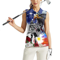 Philippines and American Together Women Sleeveless Polo Shirt Filipino Lapulapu and Bald Eagle - Wonder Print Shop