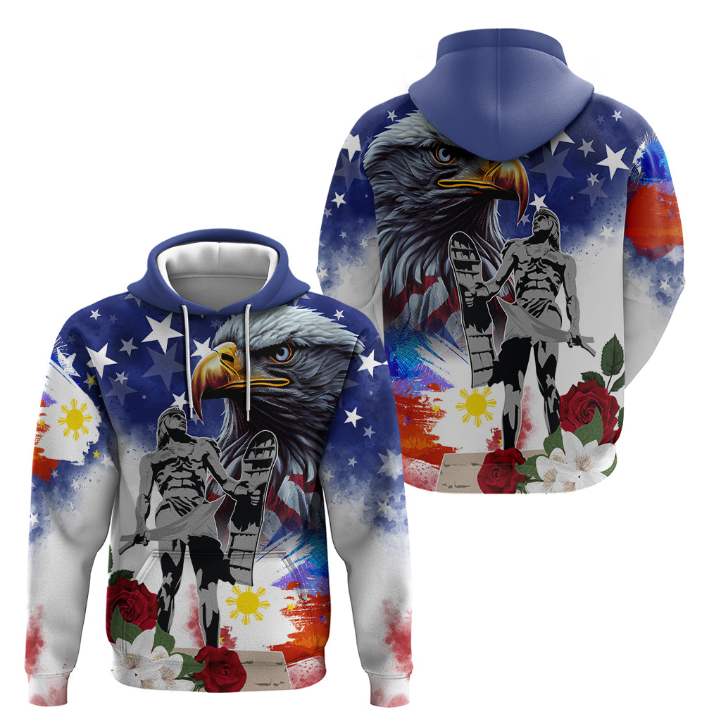 Philippines and American Together Zip Hoodie Filipino Lapulapu and Bald Eagle - Wonder Print Shop