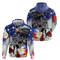 Philippines and American Together Zip Hoodie Filipino Lapulapu and Bald Eagle - Wonder Print Shop