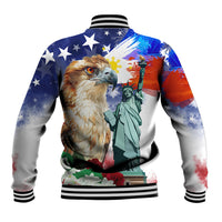 Philippines and American Together Baseball Jacket Filipino Eagle and Statue of Liberty - Wonder Print Shop