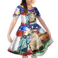 Philippines and American Together Family Matching Mermaid Dress and Hawaiian Shirt Filipino Eagle and Statue of Liberty - Wonder Print Shop