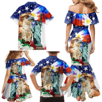 Philippines and American Together Family Matching Mermaid Dress and Hawaiian Shirt Filipino Eagle and Statue of Liberty - Wonder Print Shop