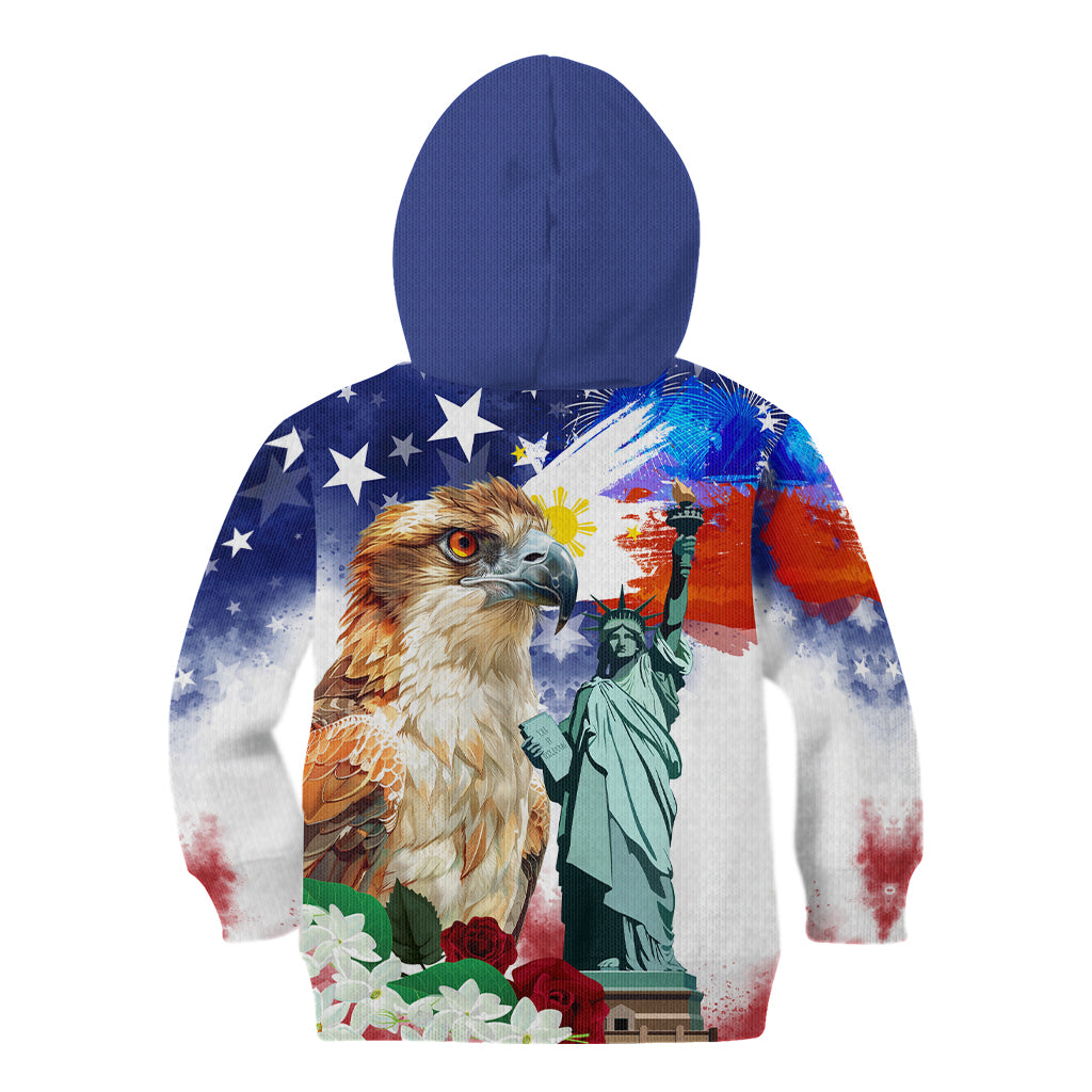Philippines and American Together Kid Hoodie Filipino Eagle and Statue of Liberty - Wonder Print Shop