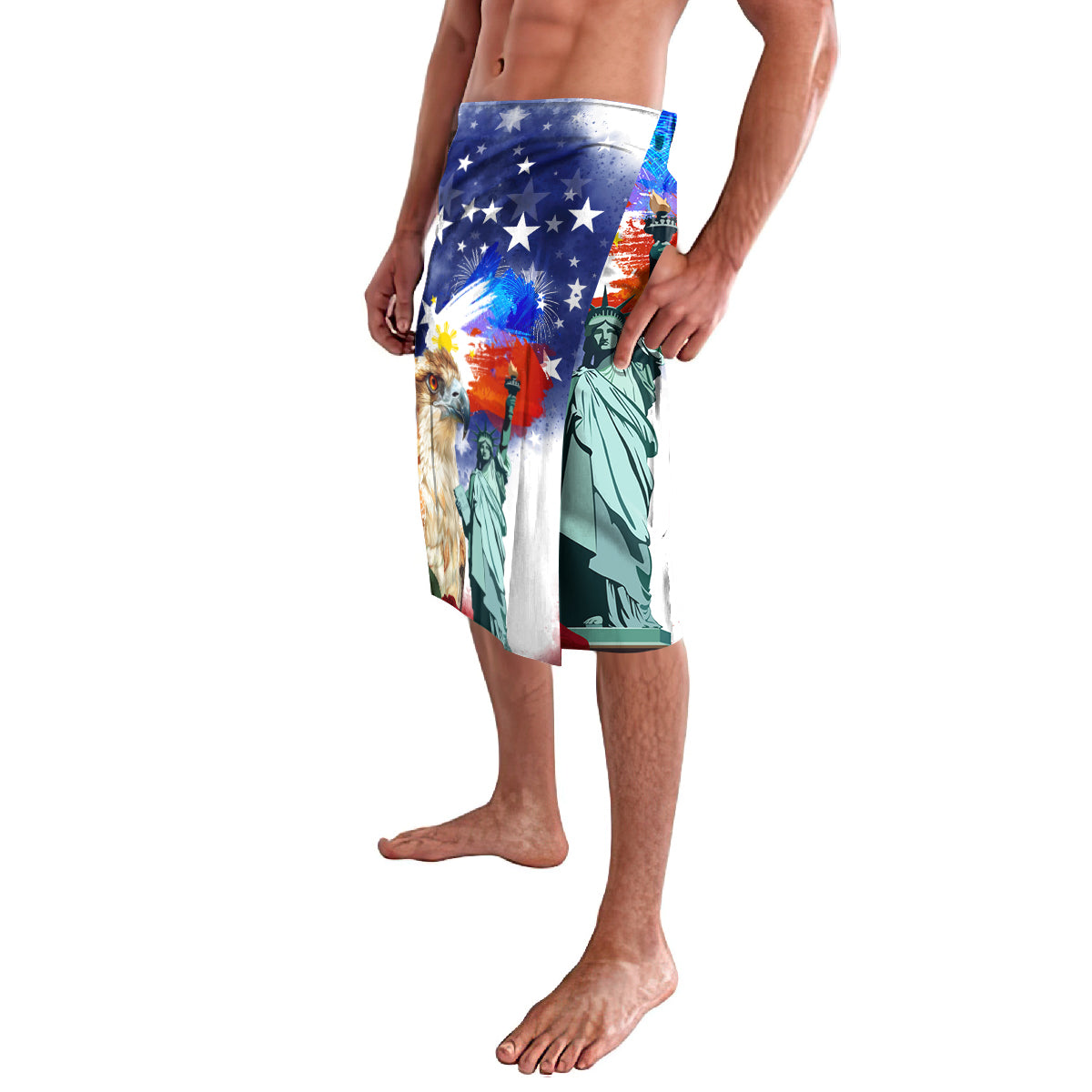 Philippines and American Together Lavalava Filipino Eagle and Statue of Liberty - Wonder Print Shop