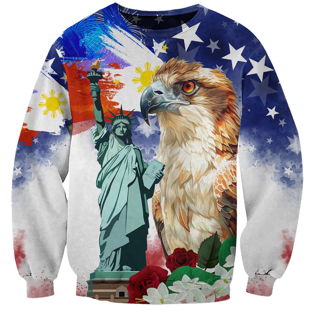 Philippines and American Together Sweatshirt Filipino Eagle and Statue of Liberty - Wonder Print Shop