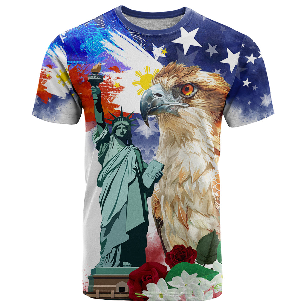 Philippines and American Together T Shirt Filipino Eagle and Statue of Liberty - Wonder Print Shop