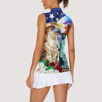 Philippines and American Together Women Sleeveless Polo Shirt Filipino Eagle and Statue of Liberty - Wonder Print Shop